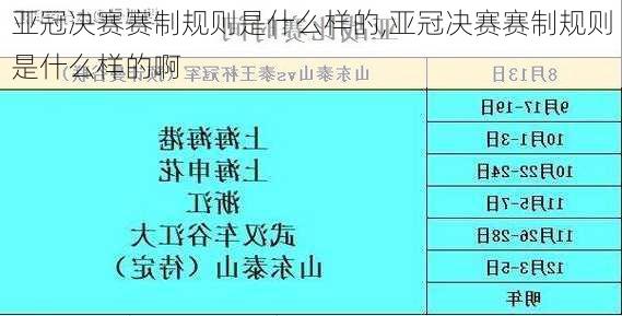 亚冠决赛赛制规则是什么样的,亚冠决赛赛制规则是什么样的啊