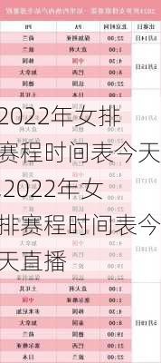 2022年女排赛程时间表今天,2022年女排赛程时间表今天直播