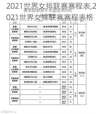 2021世界女排联赛赛程表,2021世界女排联赛赛程表格