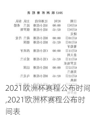 2021欧洲杯赛程公布时间,2021欧洲杯赛程公布时间表