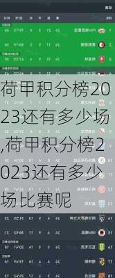 荷甲积分榜2023还有多少场,荷甲积分榜2023还有多少场比赛呢