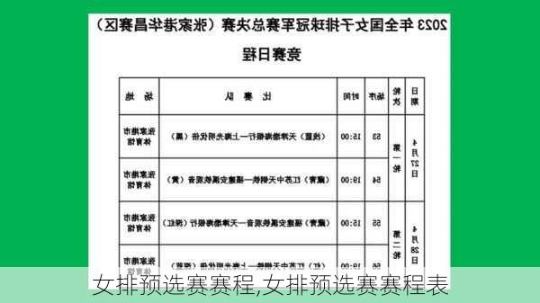 女排预选赛赛程,女排预选赛赛程表