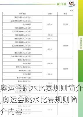 奥运会跳水比赛规则简介,奥运会跳水比赛规则简介内容