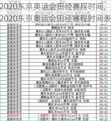 2020东京奥运会田径赛程时间,2020东京奥运会田径赛程时间表