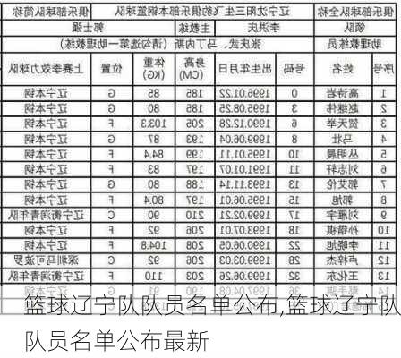 篮球辽宁队队员名单公布,篮球辽宁队队员名单公布最新