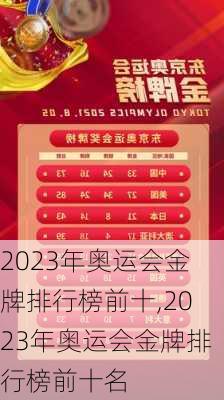 2023年奥运会金牌排行榜前十,2023年奥运会金牌排行榜前十名