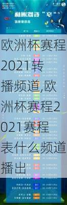 欧洲杯赛程2021转播频道,欧洲杯赛程2021赛程表什么频道播出