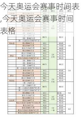 今天奥运会赛事时间表,今天奥运会赛事时间表格