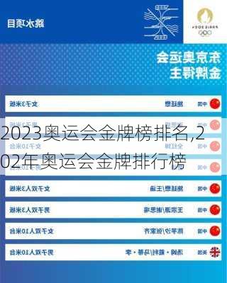 2023奥运会金牌榜排名,202年奥运会金牌排行榜