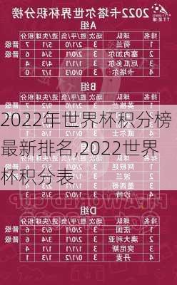 2022年世界杯积分榜最新排名,2022世界杯积分表