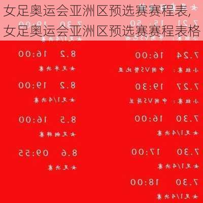 女足奥运会亚洲区预选赛赛程表,女足奥运会亚洲区预选赛赛程表格