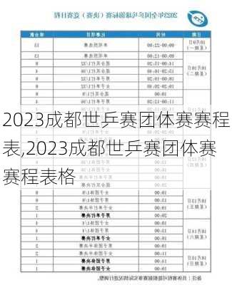 2023成都世乒赛团体赛赛程表,2023成都世乒赛团体赛赛程表格