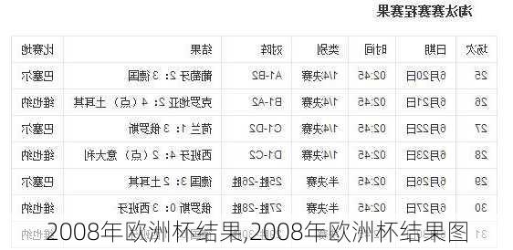 2008年欧洲杯结果,2008年欧洲杯结果图