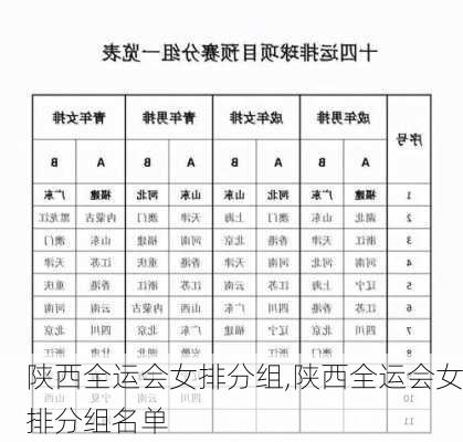 陕西全运会女排分组,陕西全运会女排分组名单