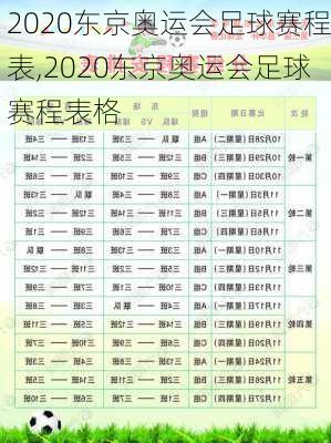 2020东京奥运会足球赛程表,2020东京奥运会足球赛程表格