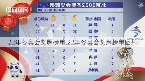 22年冬奥会奖牌榜单,22年冬奥会奖牌榜单图片