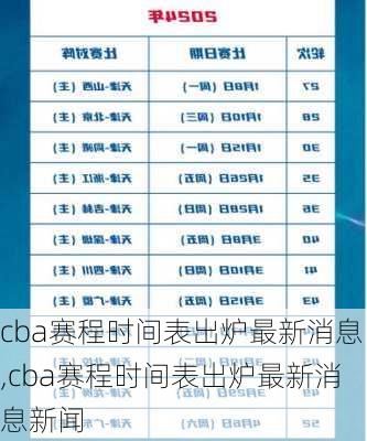 cba赛程时间表出炉最新消息,cba赛程时间表出炉最新消息新闻