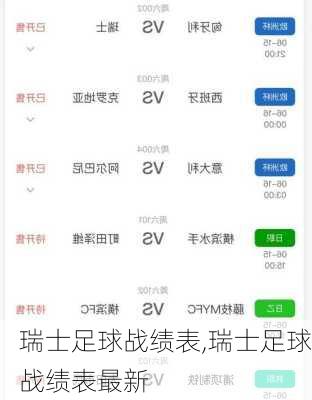 瑞士足球战绩表,瑞士足球战绩表最新