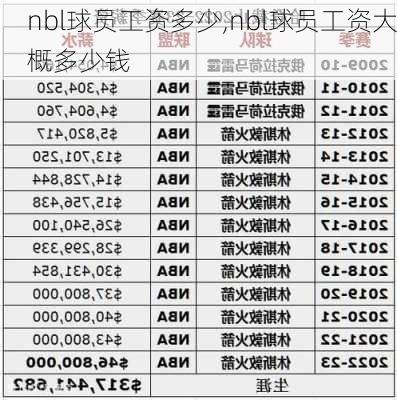 nbl球员工资多少,nbl球员工资大概多少钱