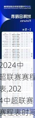 2024中超联赛赛程表,2024中超联赛赛程表时间