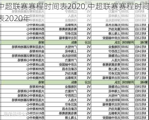 中超联赛赛程时间表2020,中超联赛赛程时间表2020年