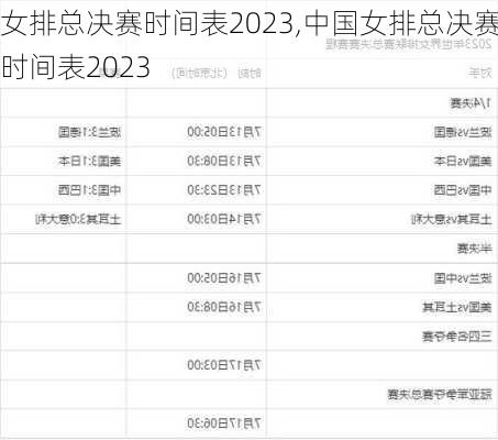 女排总决赛时间表2023,中国女排总决赛时间表2023