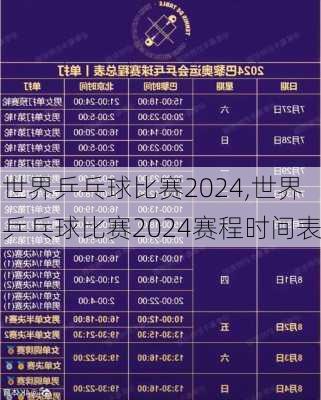 世界乒乓球比赛2024,世界乒乓球比赛2024赛程时间表