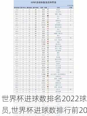 世界杯进球数排名2022球员,世界杯进球数排行前20