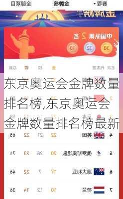 东京奥运会金牌数量排名榜,东京奥运会金牌数量排名榜最新