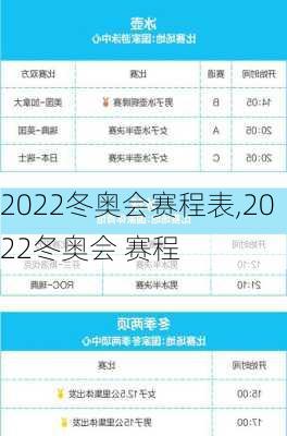 2022冬奥会赛程表,2022冬奥会 赛程