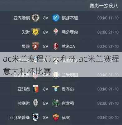 ac米兰赛程意大利杯,ac米兰赛程意大利杯比赛