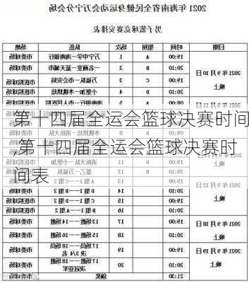 第十四届全运会篮球决赛时间,第十四届全运会篮球决赛时间表