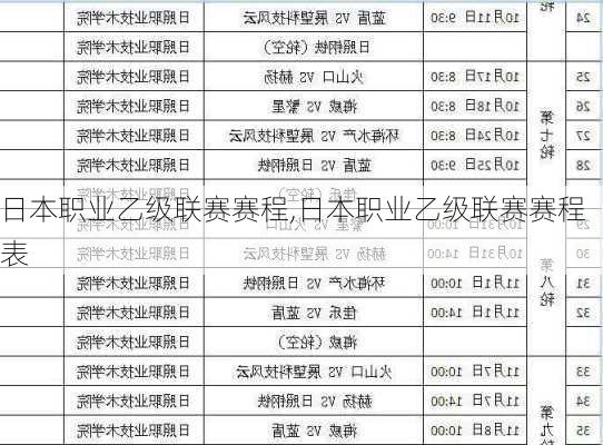 日本职业乙级联赛赛程,日本职业乙级联赛赛程表