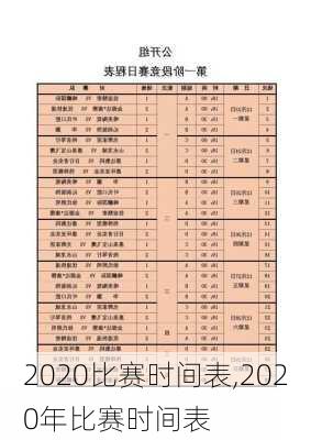 2020比赛时间表,2020年比赛时间表