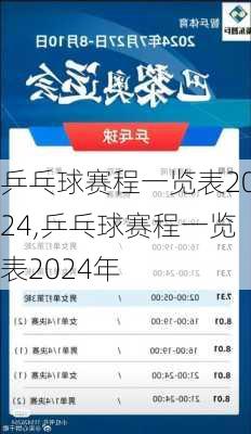 乒乓球赛程一览表2024,乒乓球赛程一览表2024年