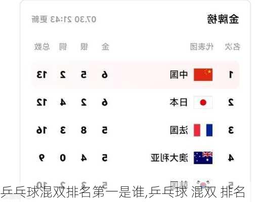 乒乓球混双排名第一是谁,乒乓球 混双 排名