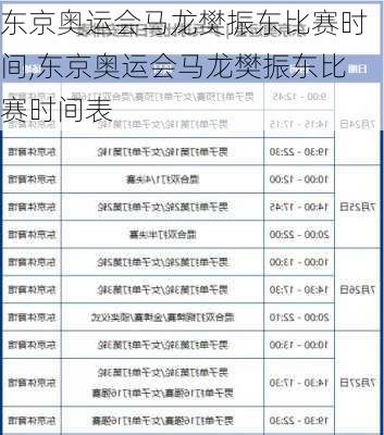 东京奥运会马龙樊振东比赛时间,东京奥运会马龙樊振东比赛时间表