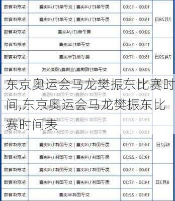 东京奥运会马龙樊振东比赛时间,东京奥运会马龙樊振东比赛时间表