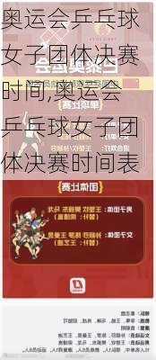 奥运会乒乓球女子团体决赛时间,奥运会乒乓球女子团体决赛时间表