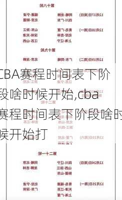 CBA赛程时间表下阶段啥时候开始,cba赛程时间表下阶段啥时候开始打