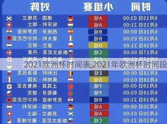 2021欧洲杯时间表,2021年欧洲杯时间段