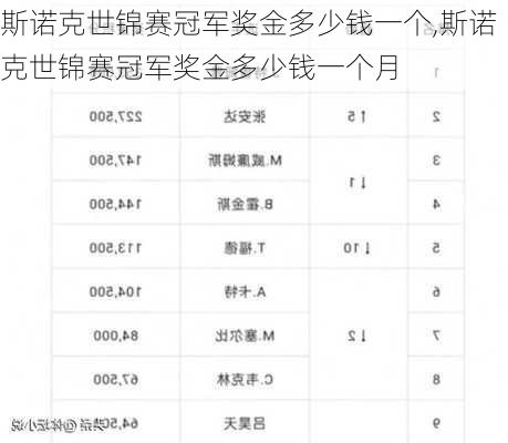 斯诺克世锦赛冠军奖金多少钱一个,斯诺克世锦赛冠军奖金多少钱一个月