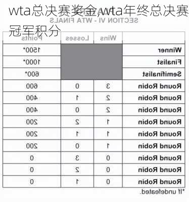 wta总决赛奖金,wta年终总决赛冠军积分