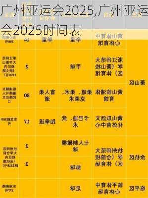 广州亚运会2025,广州亚运会2025时间表