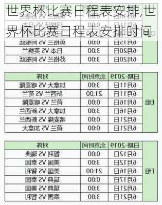 世界杯比赛日程表安排,世界杯比赛日程表安排时间