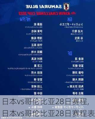 日本vs哥伦比亚28日赛程,日本vs哥伦比亚28日赛程表