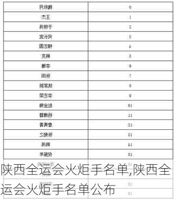 陕西全运会火炬手名单,陕西全运会火炬手名单公布