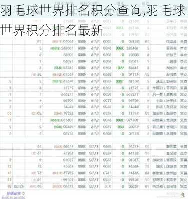 羽毛球世界排名积分查询,羽毛球世界积分排名最新