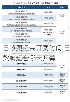 巴黎奥运会开赛时间,巴黎奥运会哪天开幕