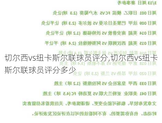 切尔西vs纽卡斯尔联球员评分,切尔西vs纽卡斯尔联球员评分多少